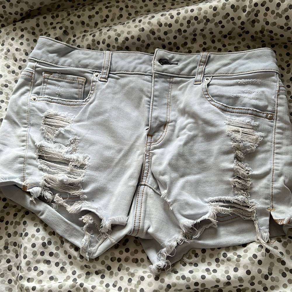 Light wash extra stretch American Eagle shorts